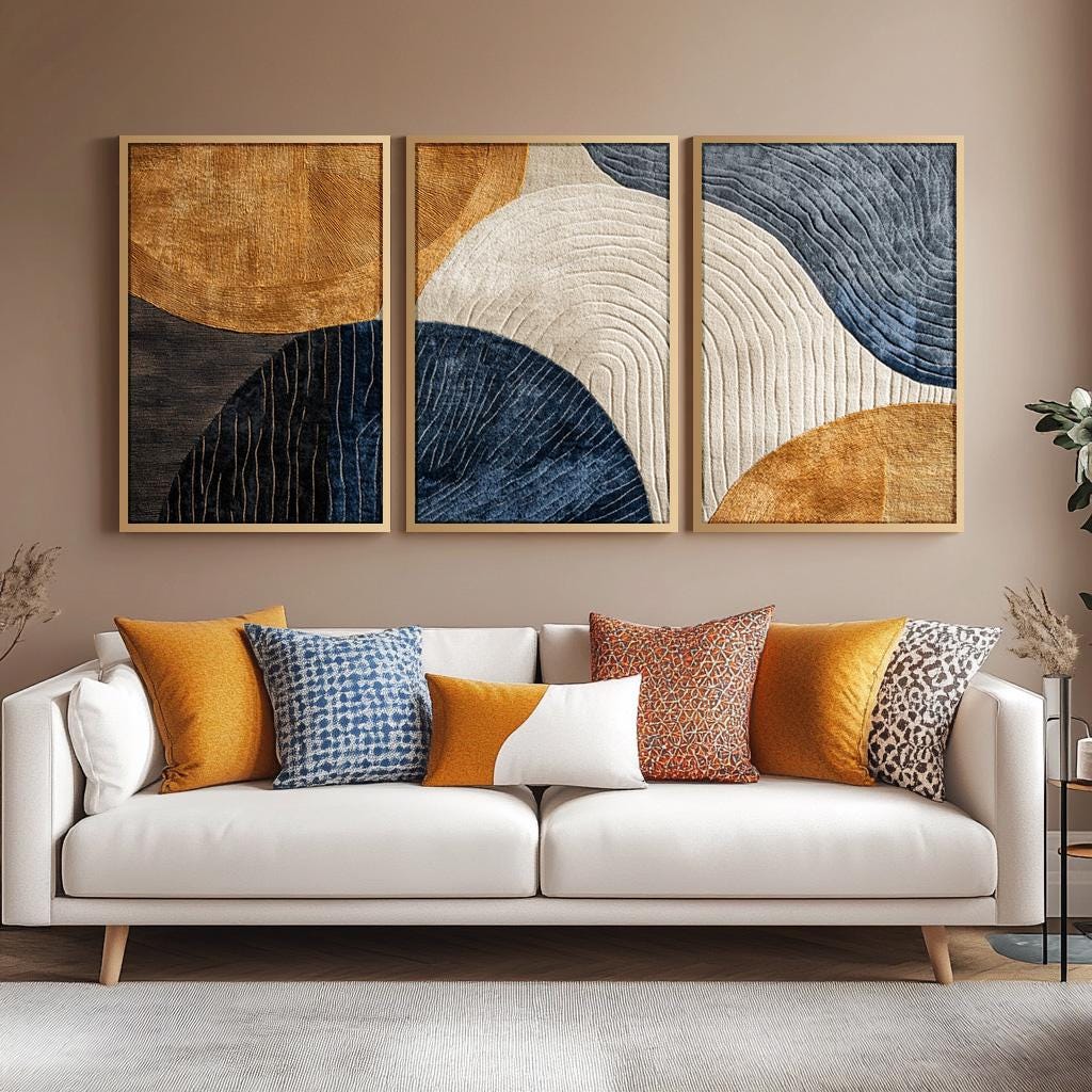 Photography Course - 3pcs frameless canvas painting Japandi Triptych