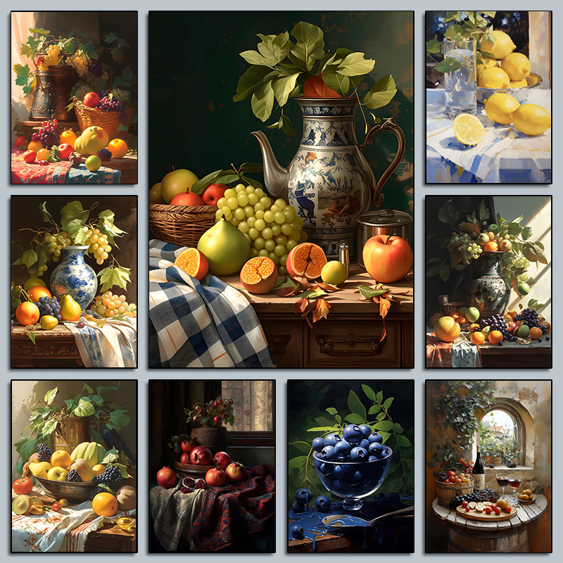 Photography Food - Vintage Kitchen Fruits Still Life Posters
