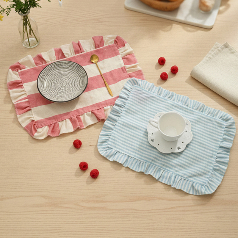 Photography Food - Minimalist Stripe Ruffle Placemat Coffee Table