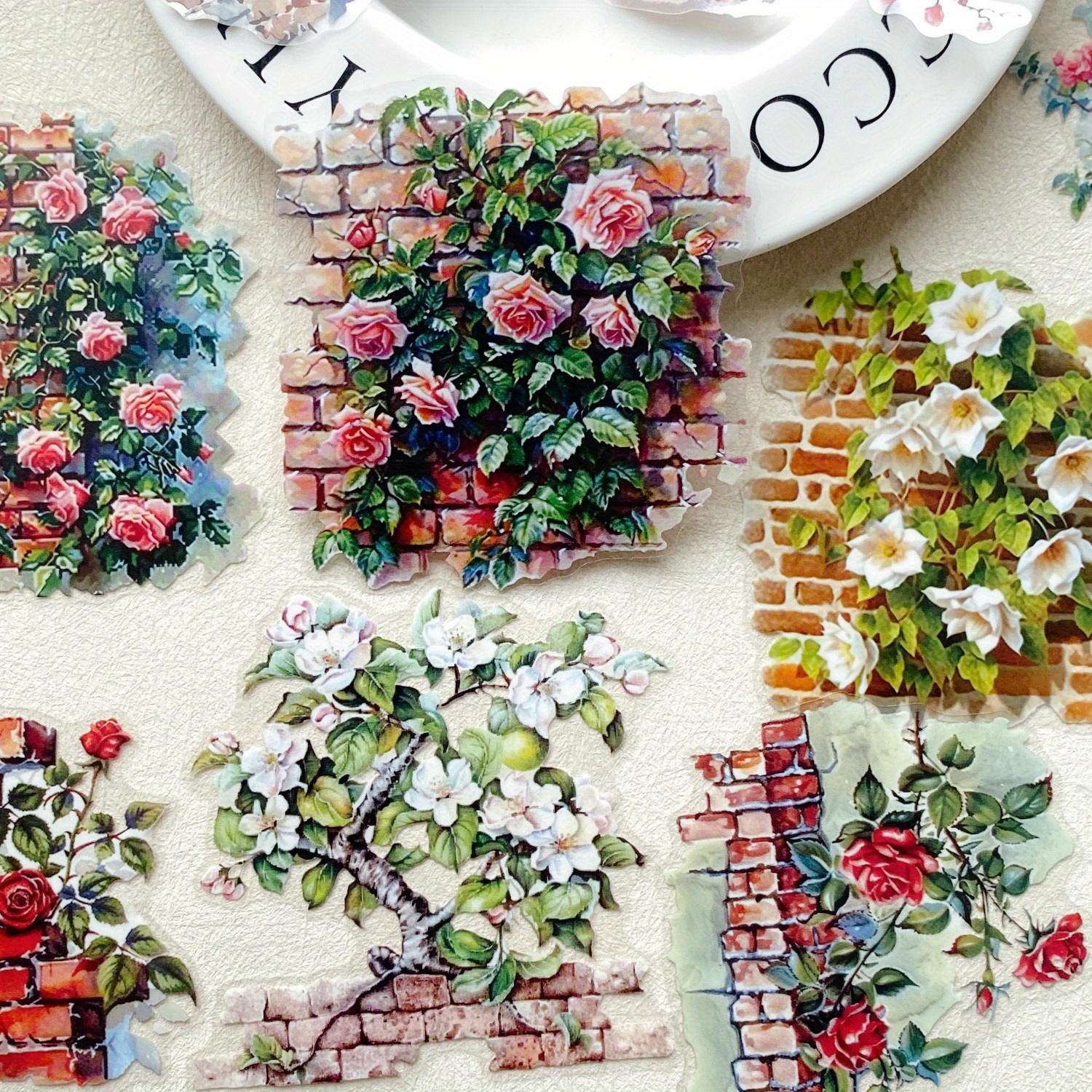 10pcs Plant Flowers Sticker PE - Photography Journal avaliação e preço